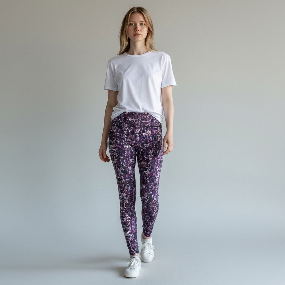 Decree Leggings Womens S Purple Cotton Abstract Galaxy Print Stretch Athleisure